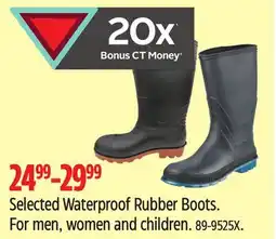 Canadian Tire Selected Waterproof Rubber Boots offer