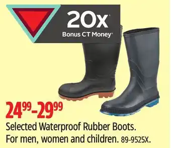 Canadian Tire Selected Waterproof Rubber Boots offer