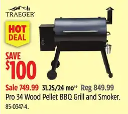 Canadian Tire Traeger Pro 34 Wood Pellet BBQ Grill and Smoker offer