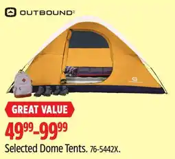 Canadian Tire Selected Outbound Dome Tents offer