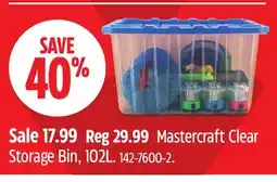 Canadian Tire Mastercraft Clear Storage Bin offer
