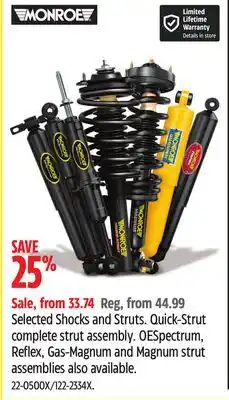 Canadian Tire Selected Monroe Shocks and Struts offer
