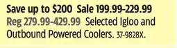 Canadian Tire Selected Igloo and Outbound Powered Coolers offer