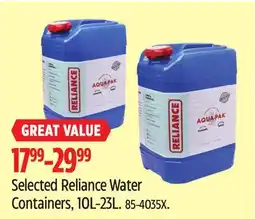 Canadian Tire Selected Reliance Water Containers offer
