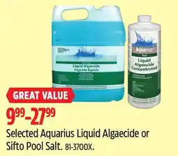 Canadian Tire Selected Aquarius Liquid Algaecide or Sifto Pool Salt offer
