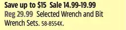 Canadian Tire Selected Wrench and Bit Wrench Sets offer