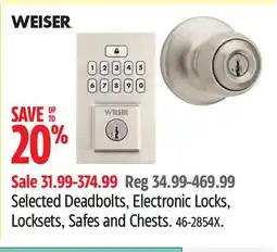 Canadian Tire WEISER Selected Deadbolts, Electronic Locks, Locksets, Safes and Chests offer