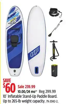 Canadian Tire 10´ Inflatable Stand-Up Paddle Board. Up to 265-lb weight capacity offer