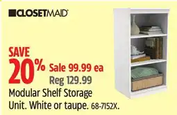 Canadian Tire Modular Shelf Storage Unit. White or taupe offer