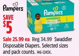 Canadian Tire Pampers Swaddler Disposable Diapers offer