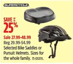 Canadian Tire Supercycle Selected Bike Saddles or Pursuit Helmets offer