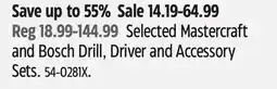 Canadian Tire Selected Mastercraft and Bosch Drill, Driver and Accessory Sets offer