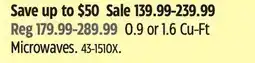 Canadian Tire Toshiba 0.9 or 1.6 Cu-Ft Microwaves offer