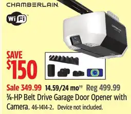 Canadian Tire Chamberlain ¾-HP Belt Drive Garage Door Opener with Camera offer