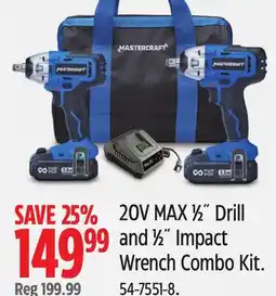 Canadian Tire 20V MAX ½ Drill and ½ Impact Wrench Combo Kit offer