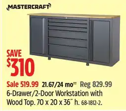 Canadian Tire Mastercraft 6-Drawer/2-Door Workstation with Wood Top offer