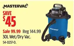 Canadian Tire MASTERVAC 30L Wet/Dry Vac offer