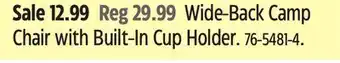Canadian Tire Outbound Wide-Back Camp Chair with Built-In Cup Holder offer