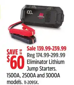 Canadian Tire MotoMaster Eliminator Lithium Jump Starters offer