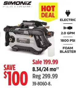 Canadian Tire SIMONIZ PLATINUM PRESSURE WASHER offer