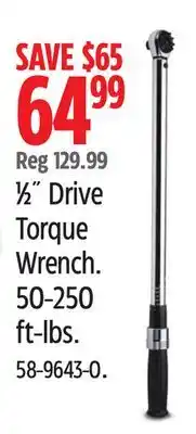 Canadian Tire Mastercraft ½ Drive Torque Wrench offer