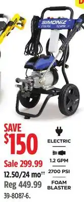 Canadian Tire SIMONIZ 2700-PSI Gas Pressure Washer offer