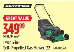 Canadian Tire CERTIFIED 174cc 3-in-1 Self-Propelled Gas Mower, 22˝ offer