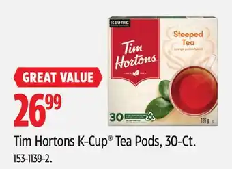 Canadian Tire Tim Hortons K-Cup Tea Pods, 30-Ct offer