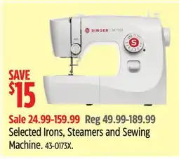 Canadian Tire Selected Singer Irons, Steamers and Sewing Machine offer