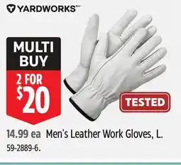Canadian Tire Yardworks Men's Leather Work Gloves, L offer
