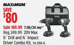 Canadian Tire MAXIMUM ½ Drill and ¼ Impact Driver Combo Kit offer