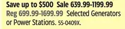 Canadian Tire Selected Generators or Power Stations offer
