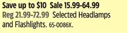 Canadian Tire Selected Headlamps and Flashlights offer