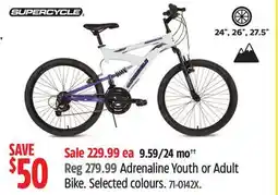 Canadian Tire Supercycle Adrenaline Youth or Adult Bike offer