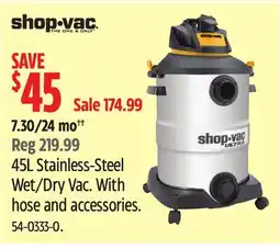 Canadian Tire Shop-vac 45L Stainless-Steel Wet/Dry Vac offer
