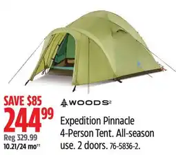 Canadian Tire WOODS Expedition Pinnacle 4-Person Tent offer