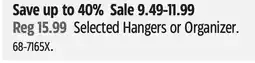 Canadian Tire Selected Hangers or Organizer offer