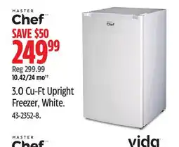 Canadian Tire MASTER Chef 3.0 Cu-Ft Upright Freezer, White offer