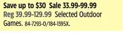 Canadian Tire Selected Outdoor Games offer