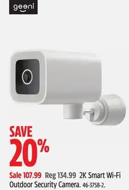 Canadian Tire Geeni 2K Smart Wi-Fi Outdoor Security Camera offer
