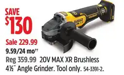 Canadian Tire DEWALT 20V MAX XR Brushless 4½ Angle Grinder offer