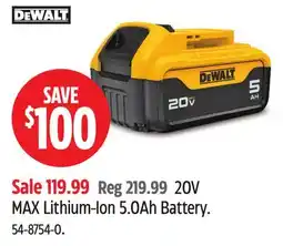 Canadian Tire DEWALT 20V MAX Lithium-Ion 5.0Ah Battery offer