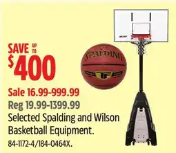 Canadian Tire Selected Spalding and Wilson Basketball Equipment offer