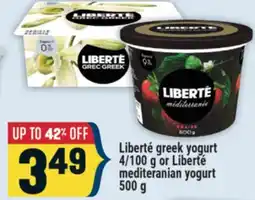 Marché Adonis Liberté greek yogurt 4/100 g or Liberté mediteranian yogurt offer