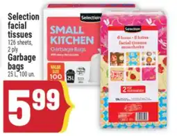 Marché Adonis Selection facial tissues 126 sheets, 2 ply Garbage bags 25 L, 100 un offer