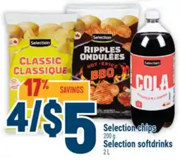 Marché Adonis Selection chips 200 g, Selection softdrinks 2 L offer