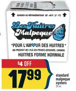 Marché Adonis Standard malpeque oysters offer