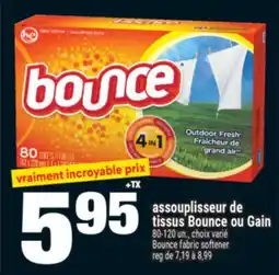 Super C assouplisseur de tissus Bounce ou Gain | Bounce fabric softener offer