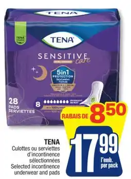 Jean Coutu TENA Selected incontinence underwear and pads offer