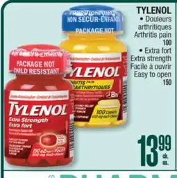 Jean Coutu TYLENOL Arthritis pain 100 Extra strength Easy to open 150 offer